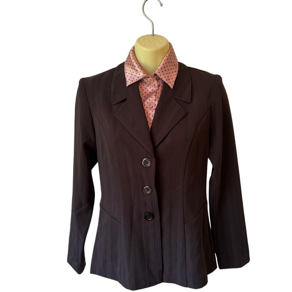 Vintage Snap 2pc Brown Blazer with Pink Polka-Dot Dickey Size 3